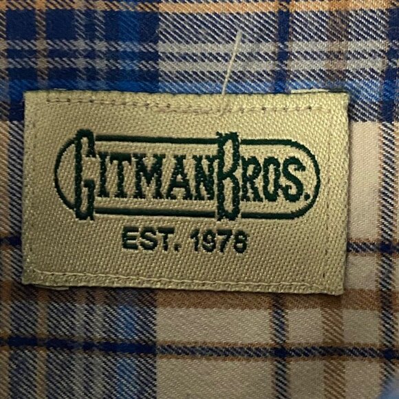 Gitman Bros Plaid Button Down Shirt Mens L Blue White 100% Cotton Made in USA - Picture 4 of 10